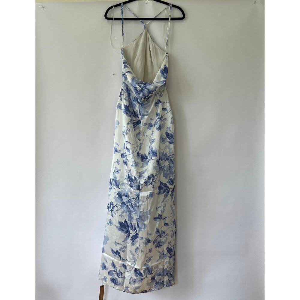 Reformation Myla Silk Maxi Dress Floral Meringue Blue White Size 8 NWT - Picture 4 of 12